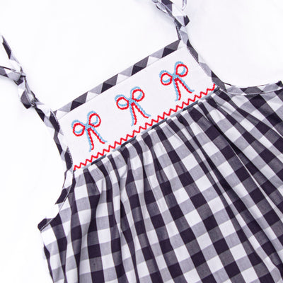 Summer Streamers Smocked Bubble, Navy