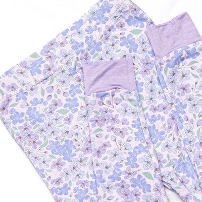 Purple Petals Bamboo Pajama Set, Purple