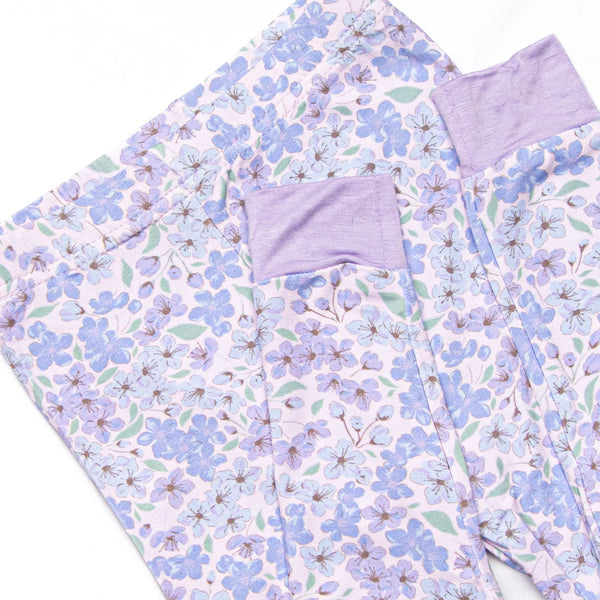 Purple Petals Bamboo Pajama Set, Purple