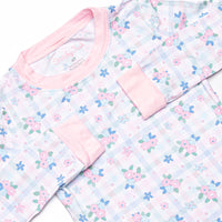 Gingham Garden Party Bamboo Pajama Set, Pink