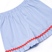 Salute the Flag Smocked Ruffle Short Set, Blue