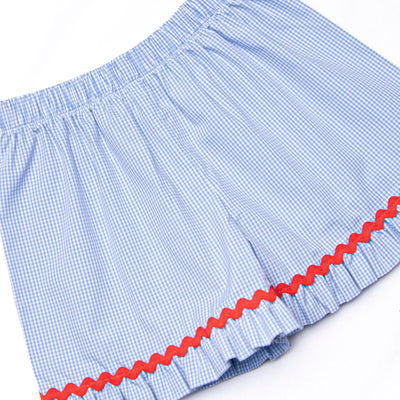 Salute the Flag Smocked Ruffle Short Set, Blue