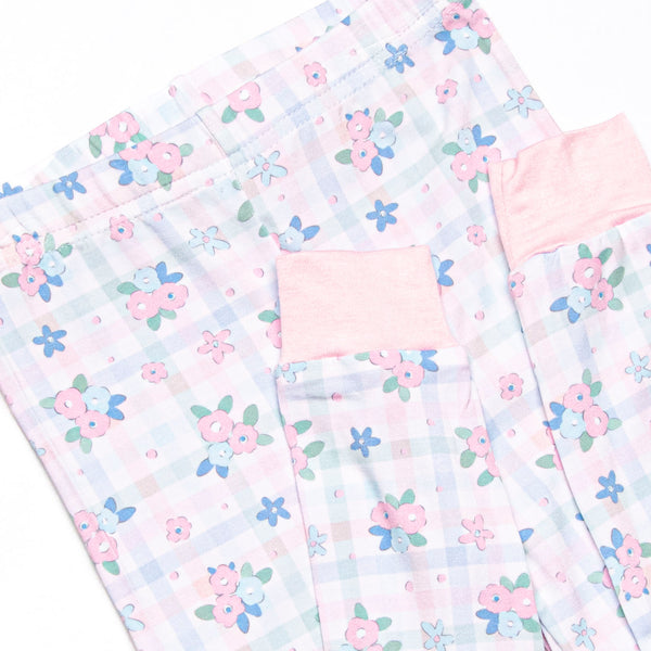 Gingham Garden Party Bamboo Pajama Set, Pink