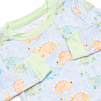 Roar and Snore Bamboo Pajama Set, Blue