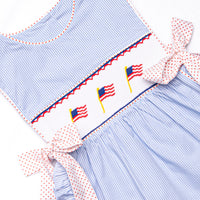 Banner in the Breeze Smocked Side Tie Ruffle Short Set, Blue