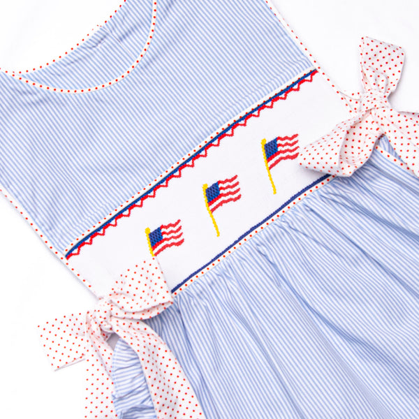Banner in the Breeze Smocked Side Tie Ruffle Short Set, Blue