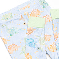 Roar and Snore Bamboo Pajama Set, Blue
