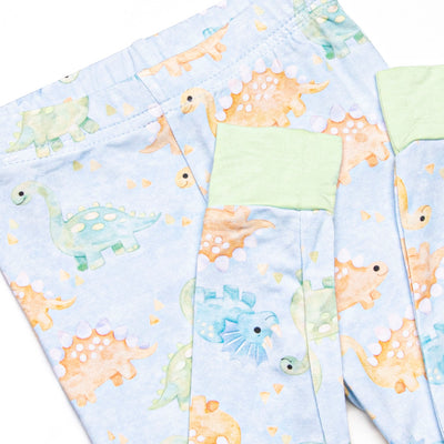 Roar and Snore Bamboo Pajama Set, Blue