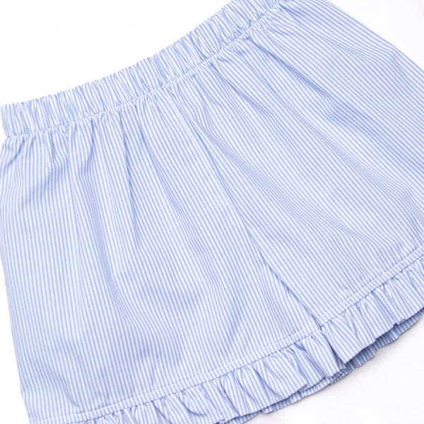 Banner in the Breeze Smocked Side Tie Ruffle Short Set, Blue