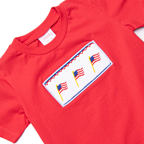 Banner in the Breeze Smocked Short Set, Blue