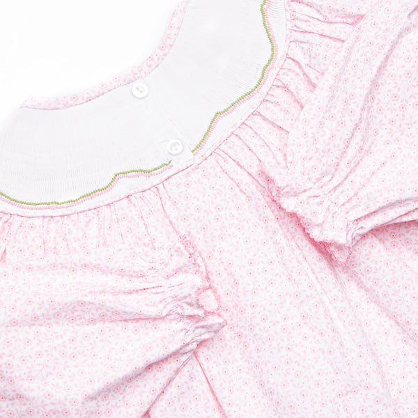 Blue Skies and Blooms Smocked Diaper Set, Pink
