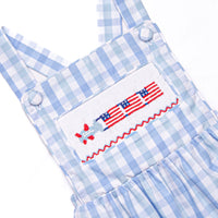 Freedom Flyer Smocked Sunsuit, Blue