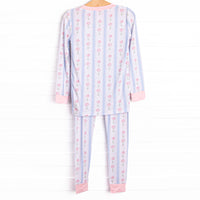 Sweet Pea Stripes Bamboo Pajama Set, Blue
