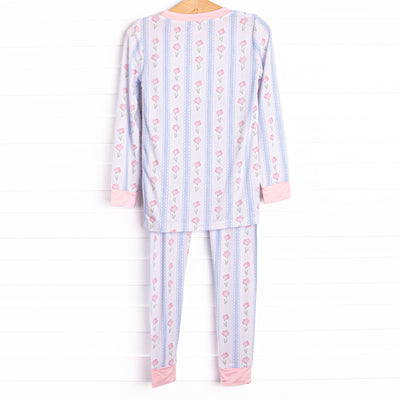 Sweet Pea Stripes Bamboo Pajama Set, Blue
