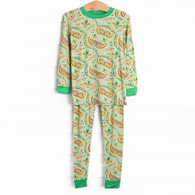 Mystical Masks Bamboo Pajama Set, Green