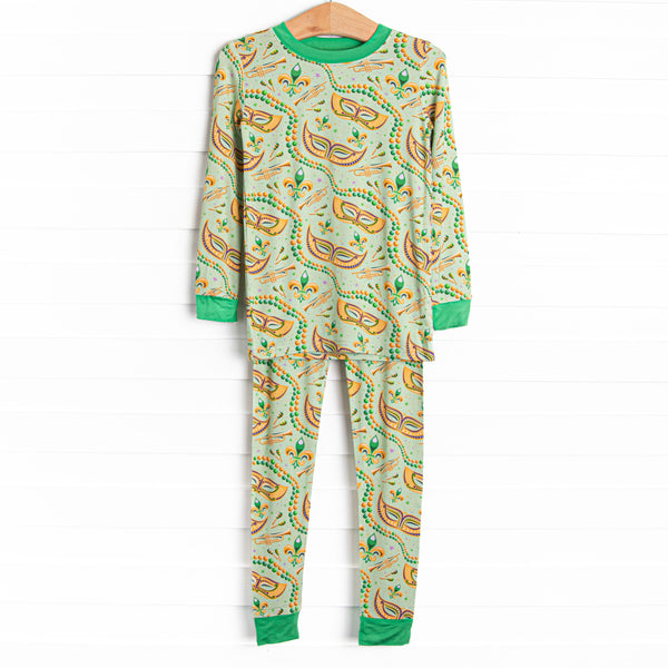 Mystical Masks Bamboo Pajama Set, Green