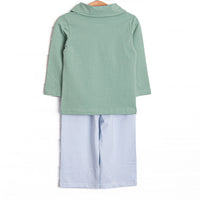 Sage and Stripes Polo Pant Set, Green