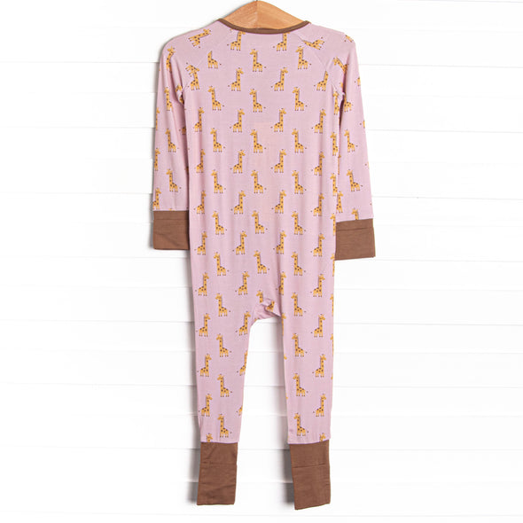 Giraffe Giant Bamboo Zippy Pajama, Pink