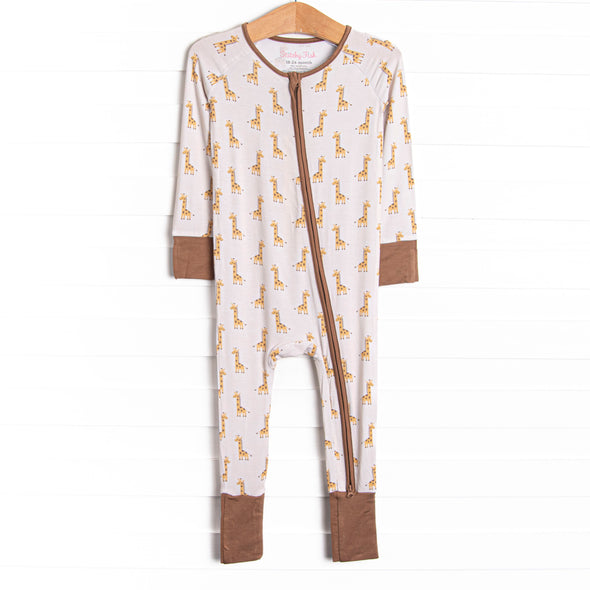 Giraffe Giant Bamboo Zippy Pajama, Yellow