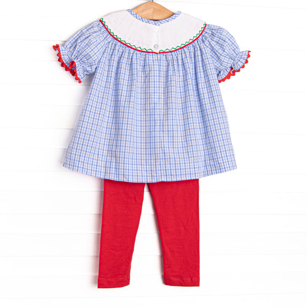 Hard Days Work Smocked Legging Set, Blue