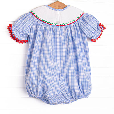 Hard Days Work Smocked Girl Bubble, Blue