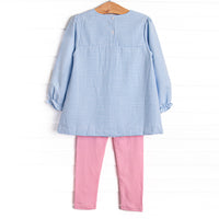 Strawberry Bliss Applique Legging Set, Blue