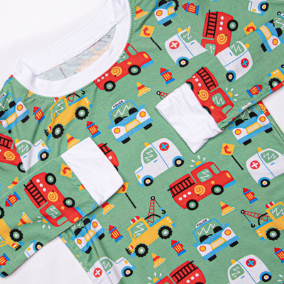 On the Way Rescue Bamboo Pajama Set, Green