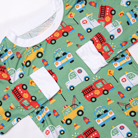 On the Way Rescue Bamboo Pajama Set, Green