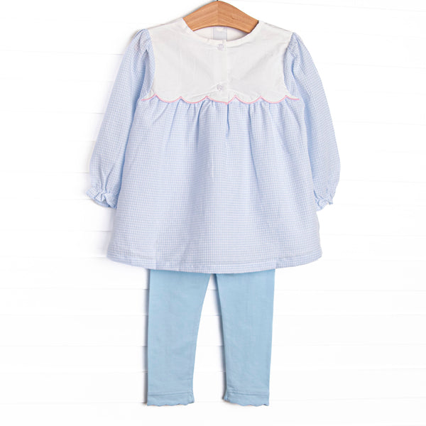 Blooms and Bows Applique Legging Set, Blue