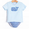 Whale Watching Applique Diaper Set, Blue