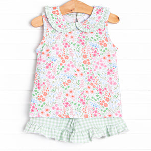 Flower Garden Fun Ruffle Short Set, Pink