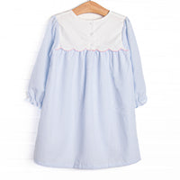 Blooms and Bows Applique Dress, Blue