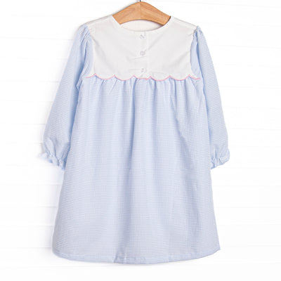 Blooms and Bows Applique Dress, Blue