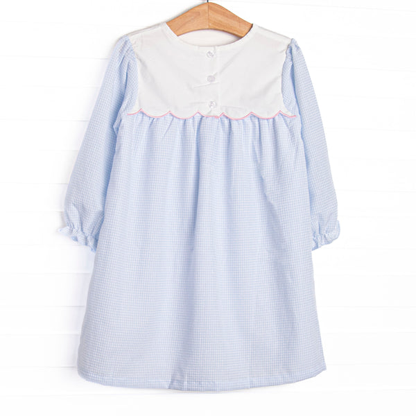 Blooms and Bows Applique Dress, Blue