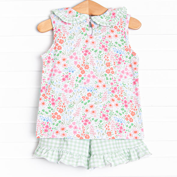 Flower Garden Fun Ruffle Short Set, Pink