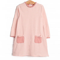Grace Long Sleeve Pocket Dress, Peach Stripe