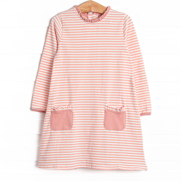 Grace Long Sleeve Pocket Dress, Peach Stripe