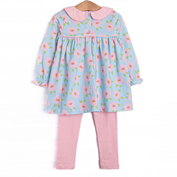 Blue Skies and Blooms Legging Set, Blue