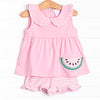 Watermelon Patch Applique Short Set, Pink