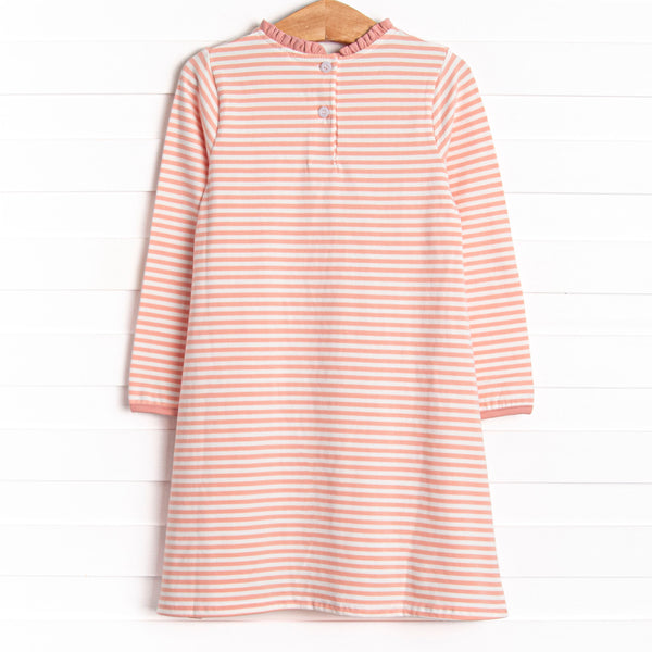 Grace Long Sleeve Pocket Dress, Peach Stripe