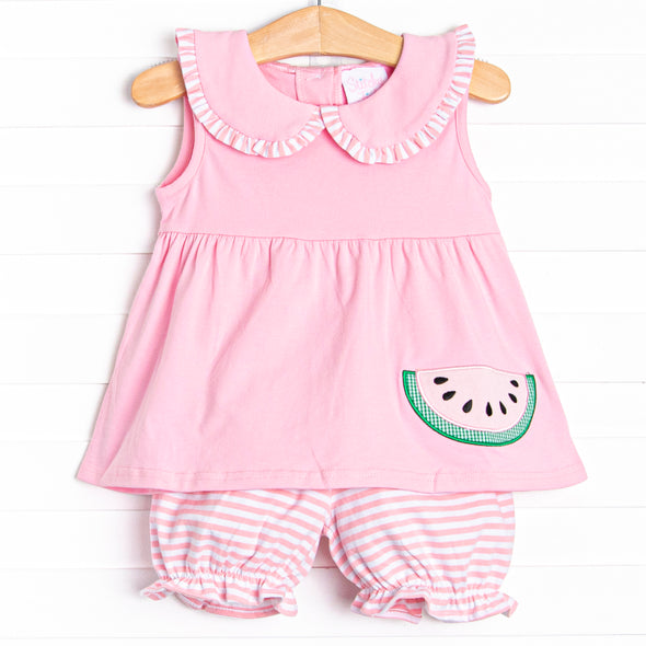 Watermelon Patch Applique Bloomer Set, Pink