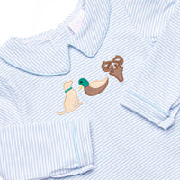 Hudson Hunter Applique Diaper Set, Light Blue Stripe