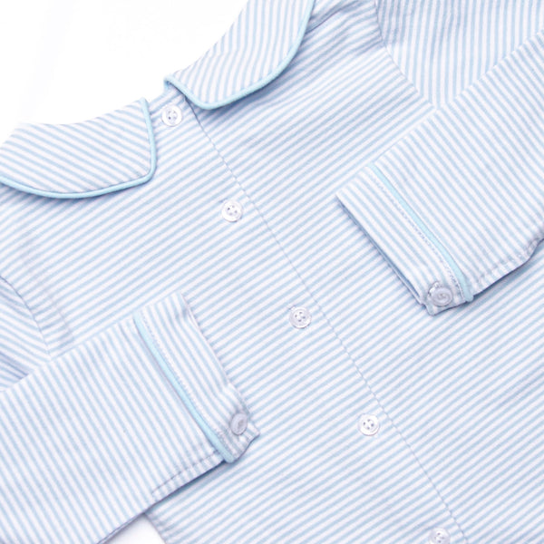 Hudson Hunter Applique Diaper Set, Light Blue Stripe