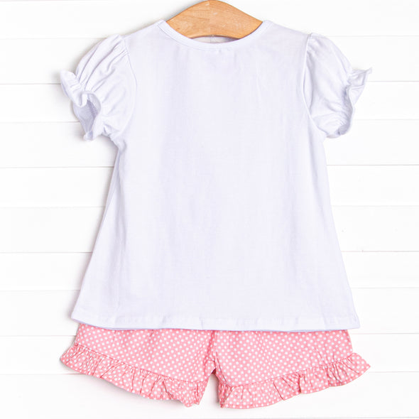 Peace, Love, and Popsicles Ruffle Applique Short Set, Pink