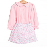 Blushing Roses Skirt Set, Pink