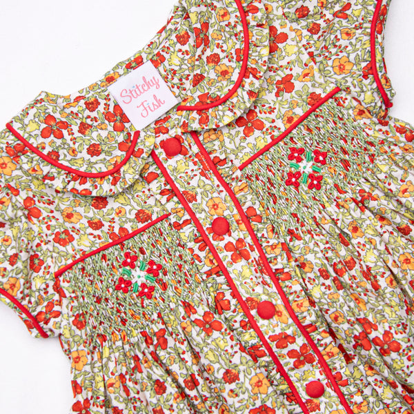 Ruby Red Bundles Smocked Bubble, Red