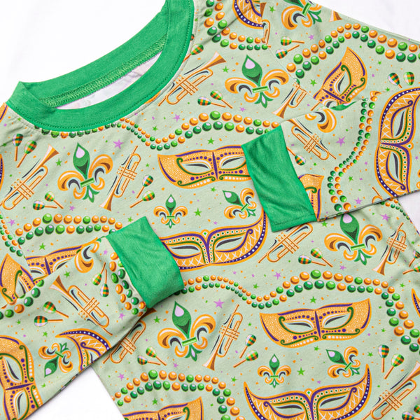 Mystical Masks Bamboo Pajama Set, Green
