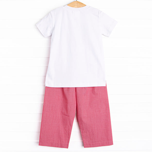 Dream Come True Applique Pant Set, Red