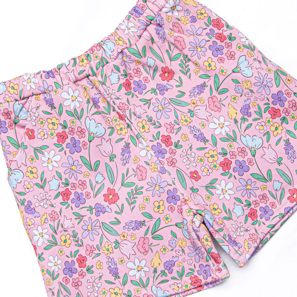 Lily Lane Sweatshirt Short Set, Pink