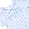 Magical Check In Applique Short Romper, Blue Check